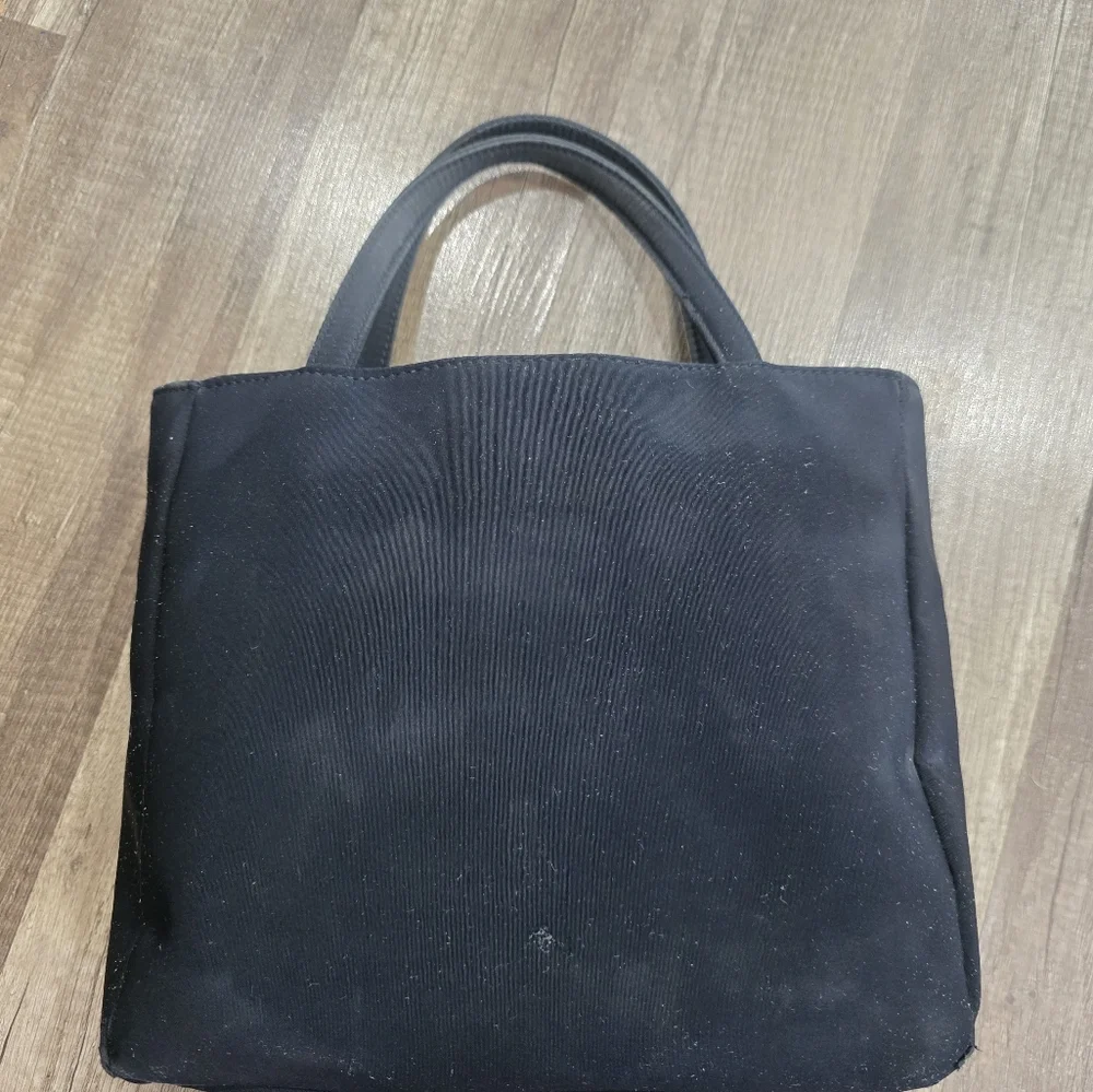 VINTAGE 2000s NINE WEST Black Nylon Satchel Bag Formal Wedding Minimalist 90s
